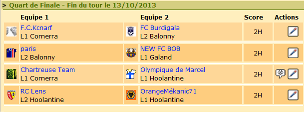 Tirage 1/4 finale