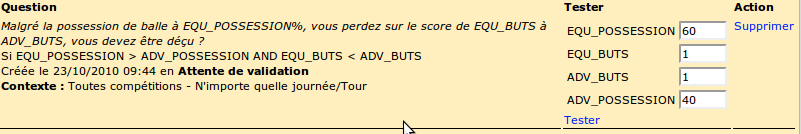 Saisie des variables